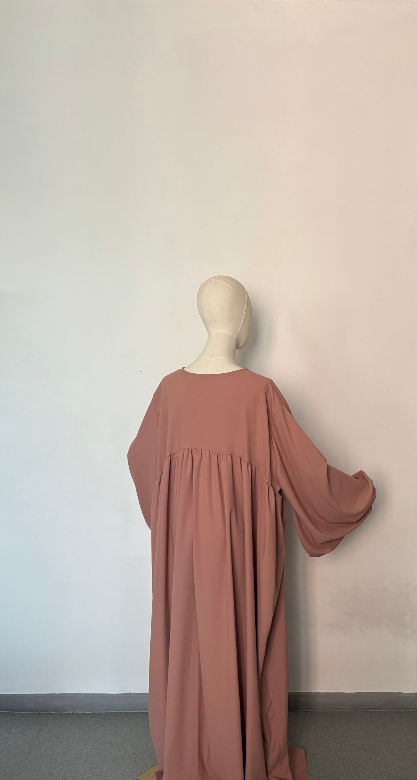Abaya manches ballons rose