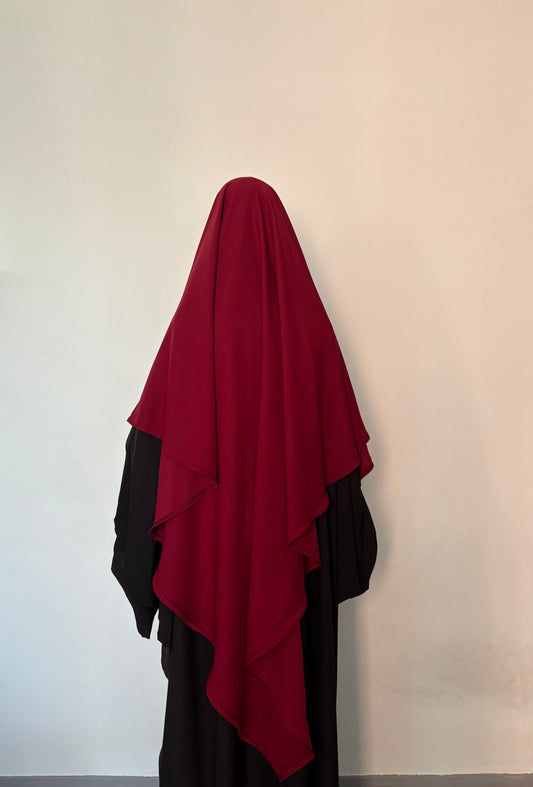 Maxi khimar soie de médine rouge foncé