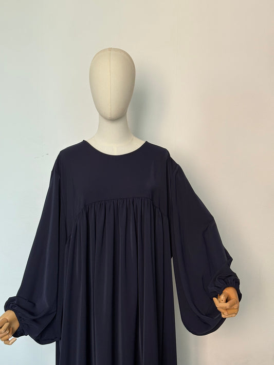 Abaya manches ballons bleu nuit